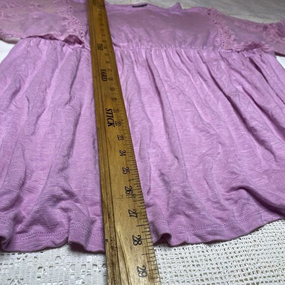 Torrid Babydoll Top Blouse Tunic Lace Short Scallop Sleeves Size 2 2X Pink - Picture 7 of 11